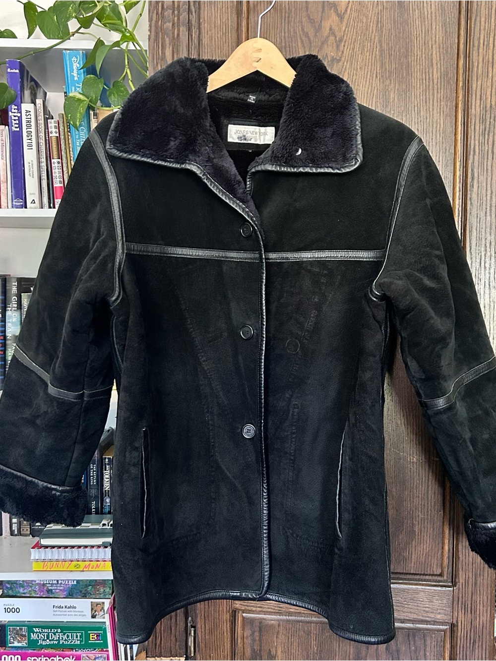 Women’s Black Suede & Fur Coat - Cozy Winter Jacket